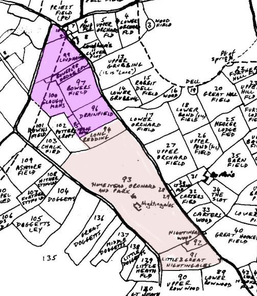 Nightingales plus extra land bought about 1859